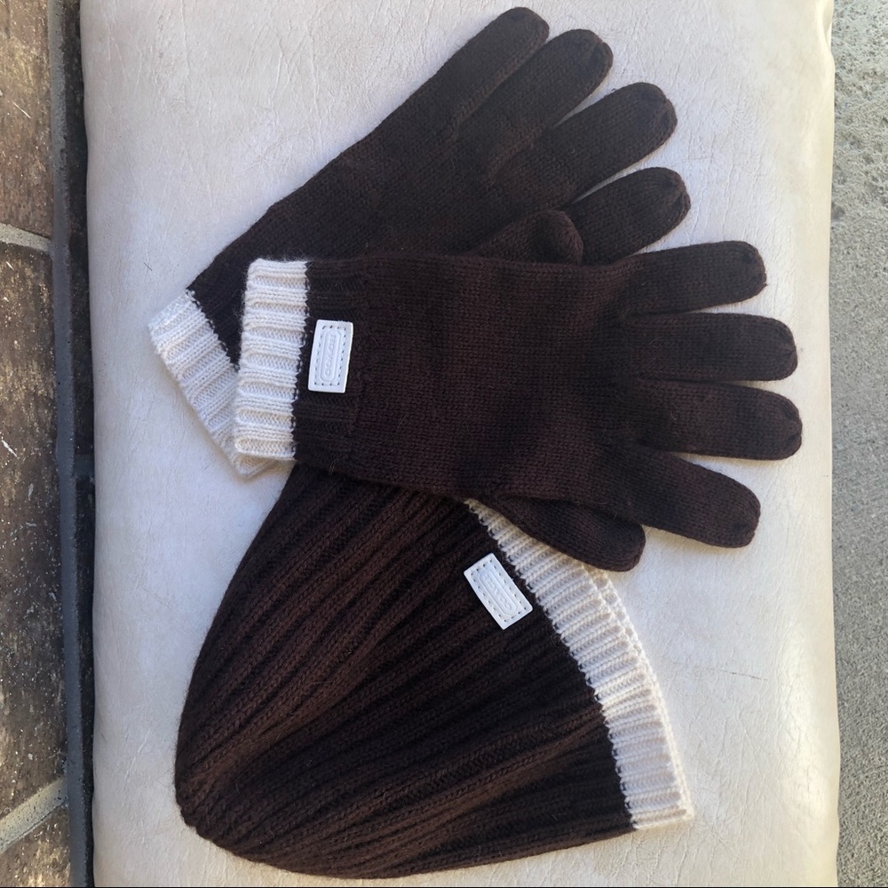 Coach beanie and cloves